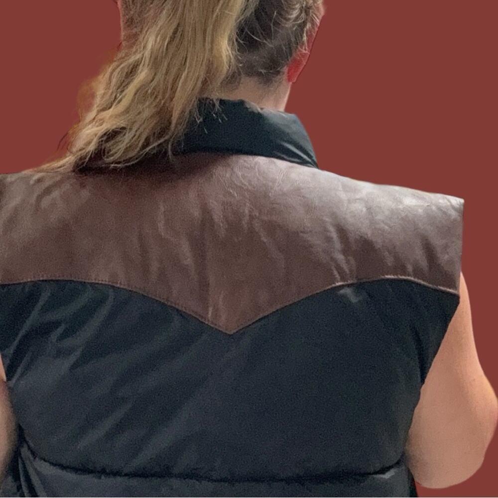 Brown Leather Black Vest Yoke Black Night XXL 14-16. ALSO Fits Adults Gap - Picture 12 of 16